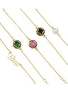 Shein Pink Color Boho Imitation Gemstone Chain Bracelets Set