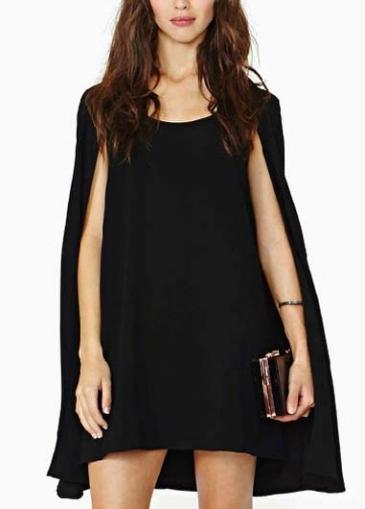 Rosewe Loose Round Neck Chiffon Mini Dress For Lady