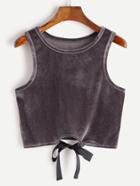 Shein Purple Tie Front Crop Velvet Tank Top