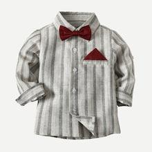 Shein Toddler Boys Bow Tie Striped Shirt