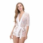 Shein Self Tie Lace Robe With Thong