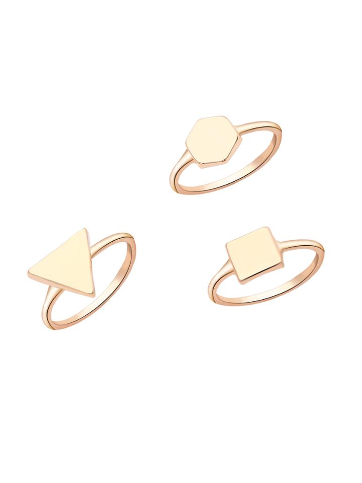 Shein Gold Minimalism Geo Ring Set