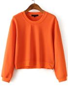 Shein Crop Zipper Side Orange Sweatshirt