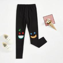 Shein Girls Fruit Print Sequin Detail Leggings