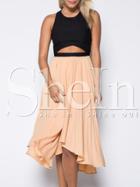 Shein Pink Black Sleeveless Cut Out Asymmetric Dress