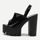Shein Peep Toe Patent Leather Platform Heels
