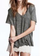 Rosewe Grey V Neck Short Sleeve Loose T Shirt