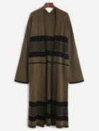 Shein Olive Green Striped Longline Sweater Coat