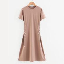 Shein Solid Lace-up Side Dress