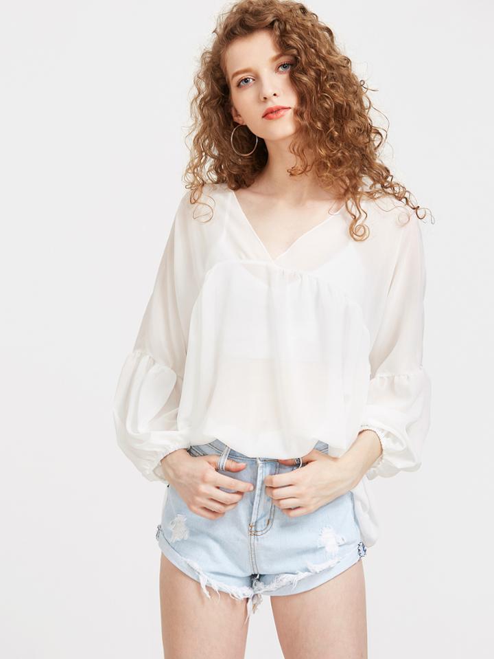 Shein V-neckline Smock Blouse