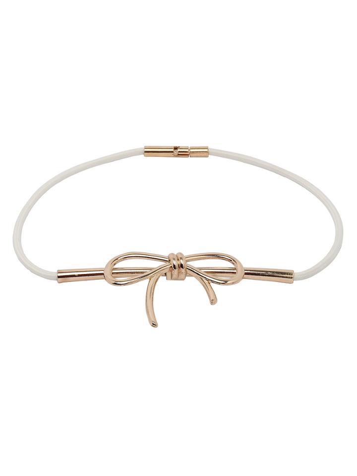 Shein Metal Bowknot Elastic Belt - White