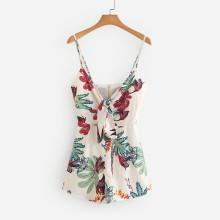 Shein Tie Front Florals Cami Romper