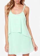 Rosewe Flouncing Decorated Open Back Green Strappy Dress