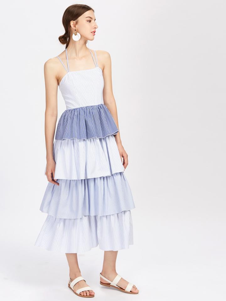 Shein Tiered Pinstripe Cami Dress