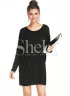 Shein Black Round Neck Long Sleeve Minimalist Simple Classical Loose Dress