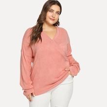 Shein Plus Surplice Front V-neck Sweater