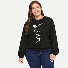 Shein Plus Sketch Print Tunic Pullover