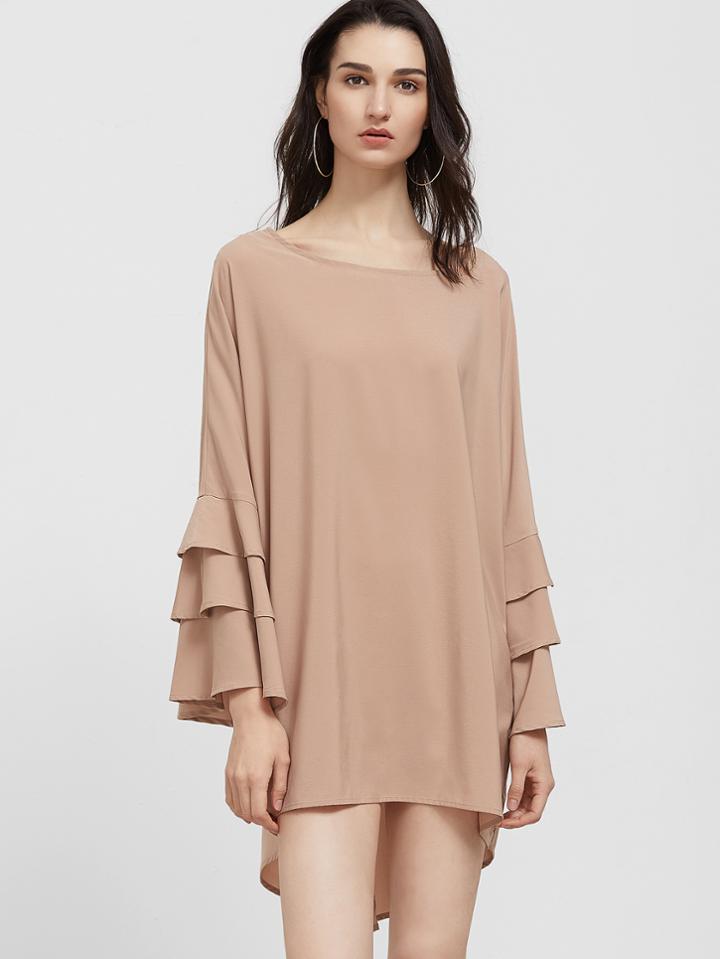 Shein Layered Bell Sleeve High Low Shift Dress