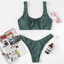 Shein Cut Out Knot Front Bikini Set