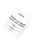 Shein Horn & Round Charm Drawstring Bracelet Set