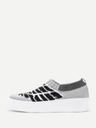Shein Striped Print Knit Slip On Sneakers