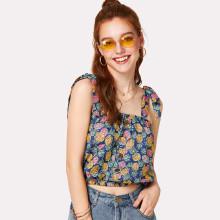 Shein Pineapple Print Tie Straps Top
