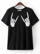 Shein Black Skull Print Boyfriend T-shirt