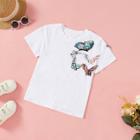 Shein Girls Butterfly Embroidered Appliques Tee