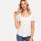 Shein Square Neck Button Through Blouse