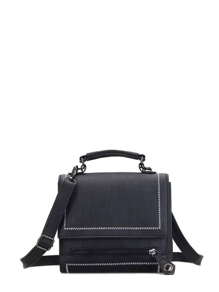 Shein Contrast Stitching Pu Shoulder Bag