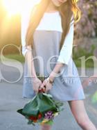 Shein Grey White Color Block Casual Dress