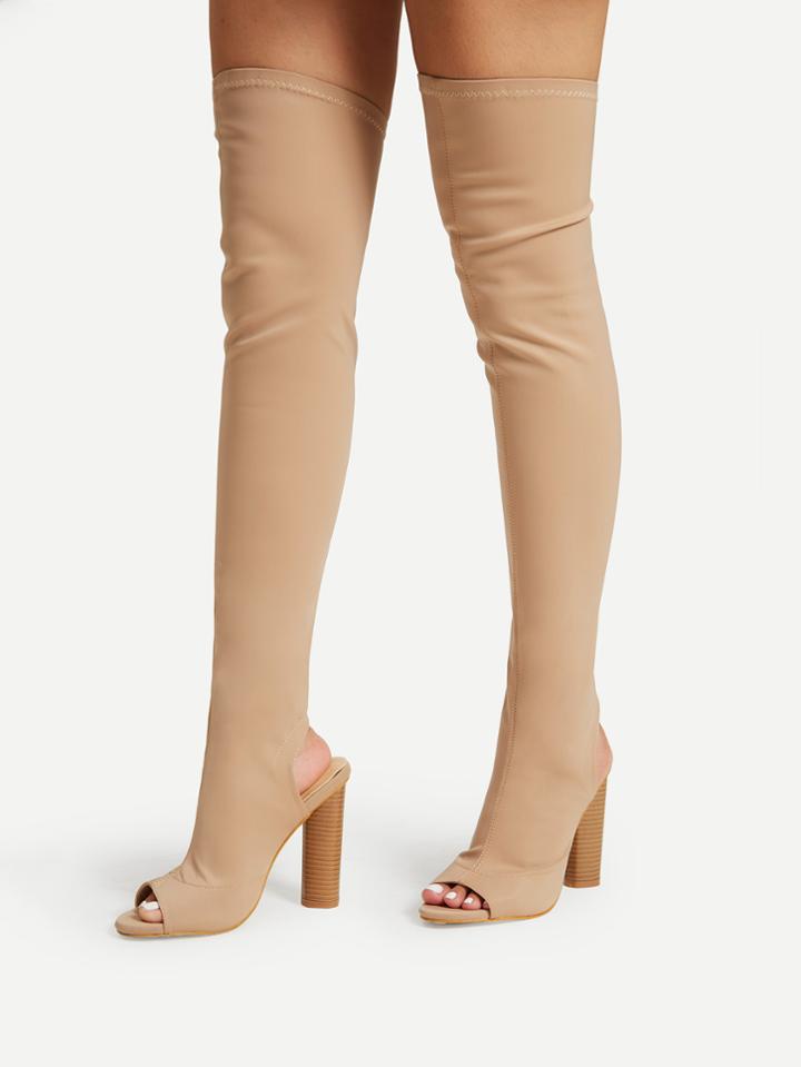 Shein Block Heeled Over Knee Sock Boots