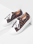 Shein Tweed Lace Up Plimsolls