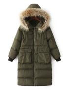 Shein Faux Fur Hooded Longline Padded Coat
