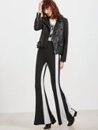 Shein Black Contrast Striped Flared Pants