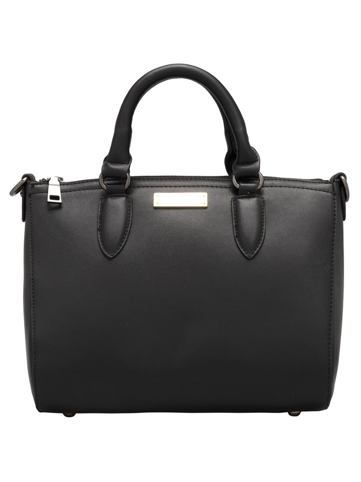 Shein Black Zipper Metallic Embellished Pu Bag
