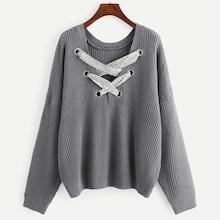 Shein Plus Grommet Crisscross Drop Shoulder Sweater