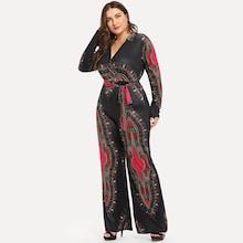 Shein Plus Tribal Print Wrap Jumpsuit