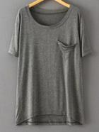 Shein Dark Grey Short Sleeve Triangle Pocket Modal T-shirt