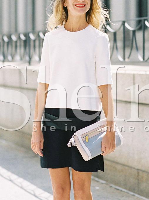 Shein White Crew Neck Half Sleeve T-shirt