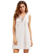 Shein Light Grey Sleeveless Lace Up Vest Dress