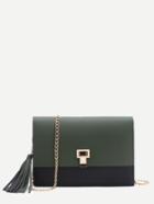 Shein Dark Green Flap Crossbaody Bag With Tassel