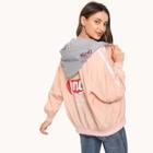 Shein Slogan Print Striped Hooded Jacket