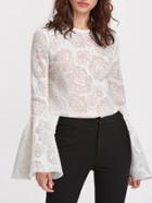 Shein Bell Sleeve Rose Pattern Mesh Top