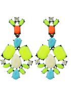 Shein Yellow Colorful Resin Stone Flower Statement Drop Earrings