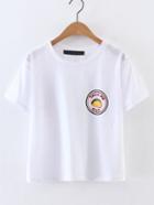 Shein White Printed Short Sleeve T-shirt