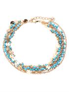 Shein Blue Beaded Coin Charm Layered Anklet