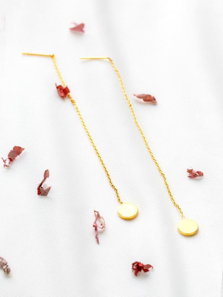 Shein Gold Round Drop Chain Earrings