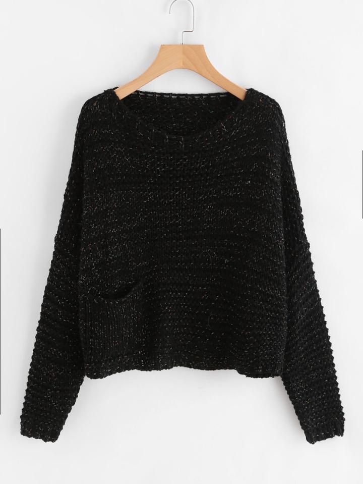 Shein Loose Knit Jumper With Colorful Thread Detail