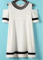 Rosewe Enchanting Cutout Shoulder Round Neck White Mini Dress